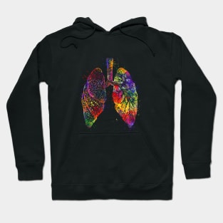 Lungs Anatomy Art Colorful Watercolor Gift Hoodie